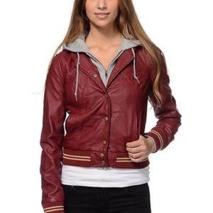 Obey Propaganda Red Varsity Jacket with hood